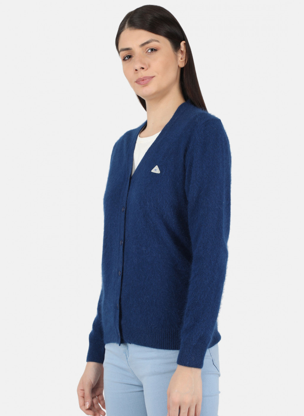 Women Blue Solid Cardigan