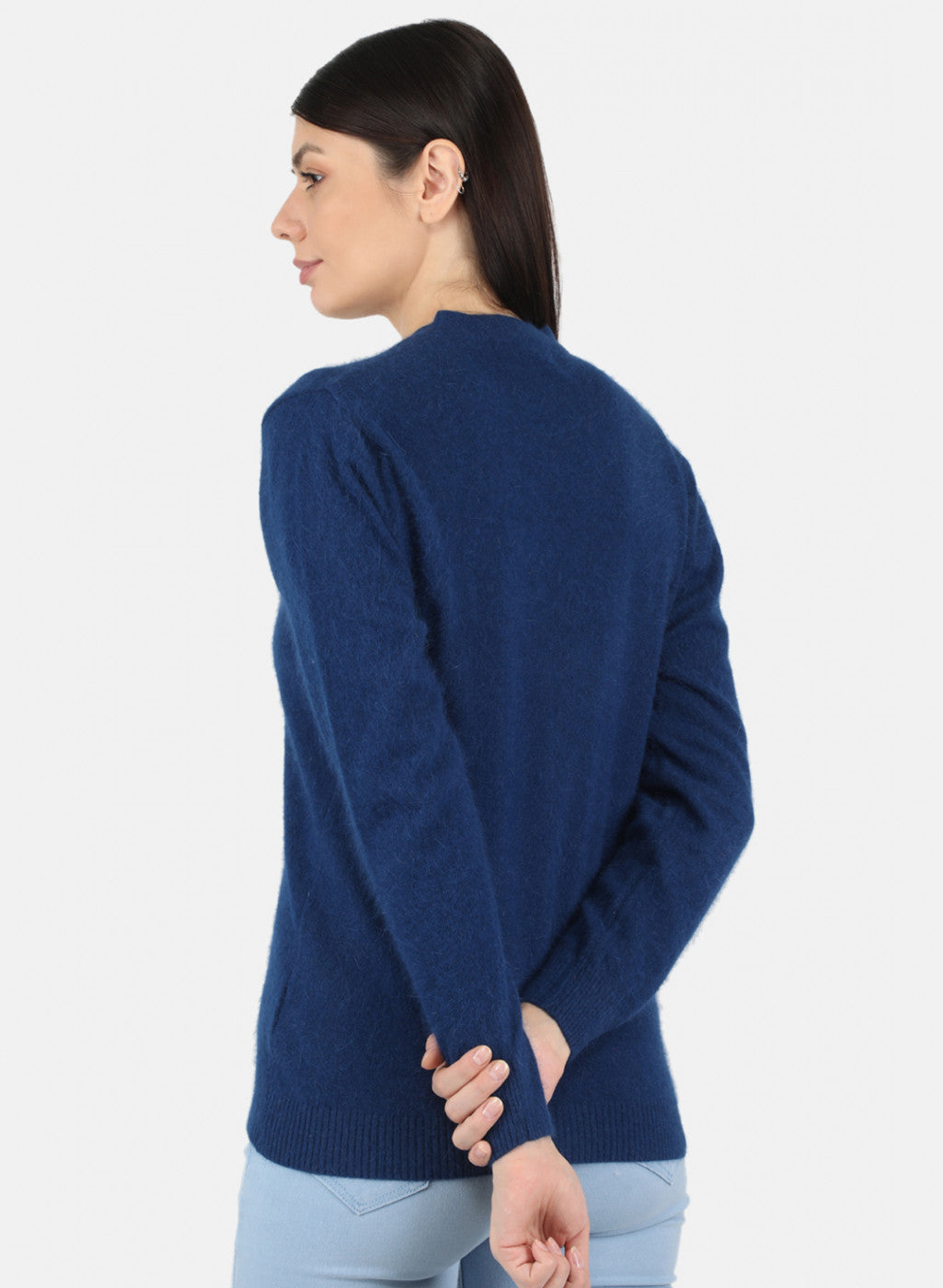 Women Blue Solid Cardigan