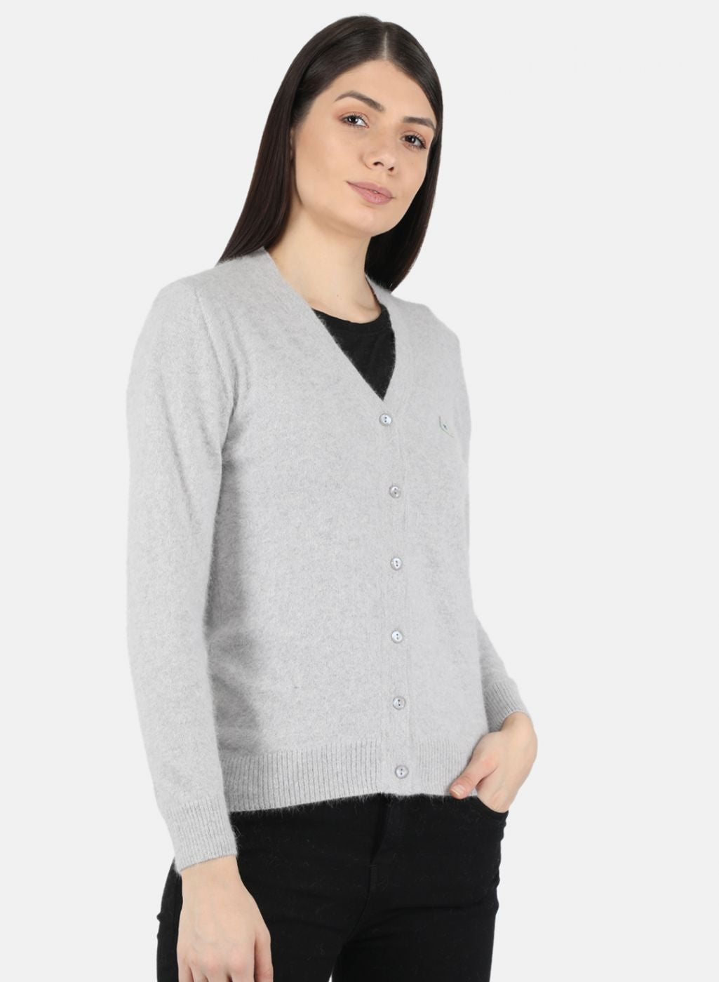 Women Grey Solid Cardigan