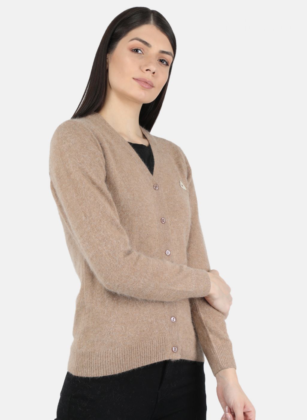 Women Brown Solid Cardigan