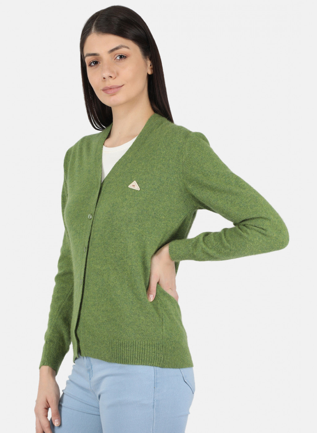 Women Olive Solid Cardigan