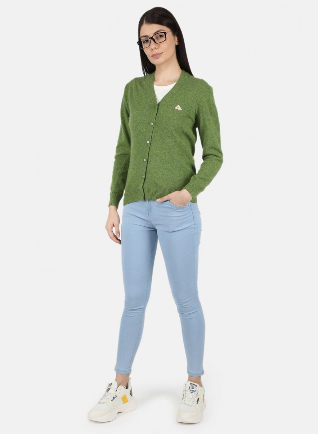 Women Olive Solid Cardigan