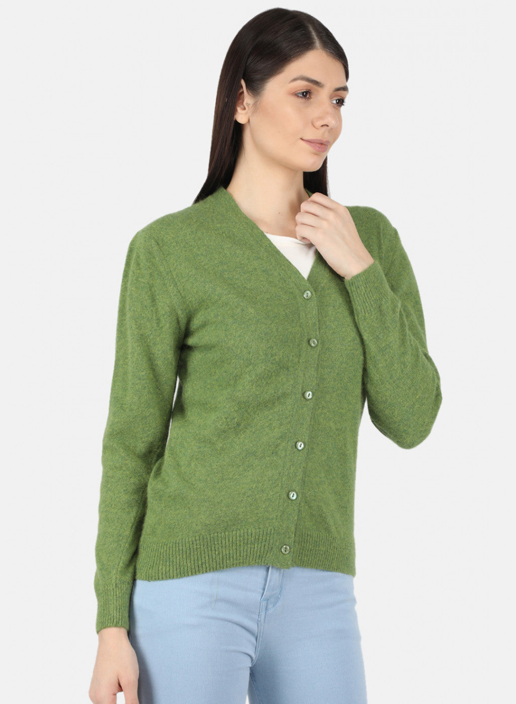 Women Olive Solid Cardigan