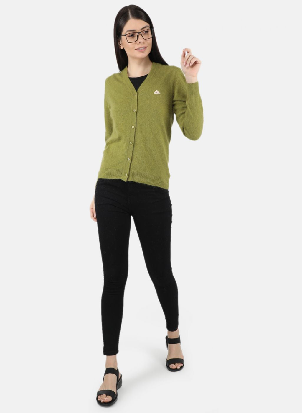 Women Olive Solid Cardigan