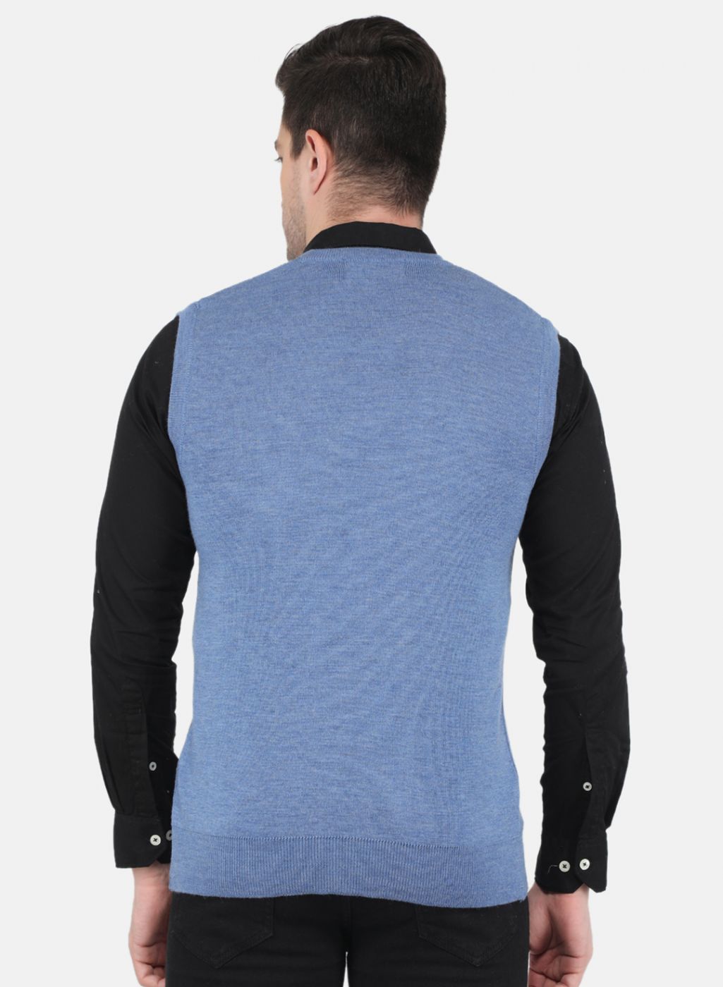 Men Blue Solid Sweater