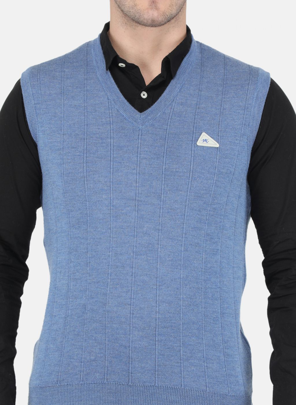 Men Blue Solid Sweater