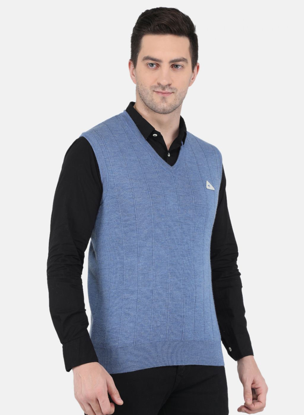 Men Blue Solid Sweater