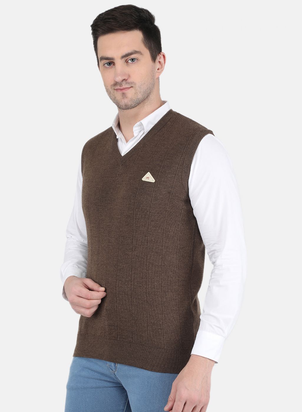 Men Brown Solid Sweater