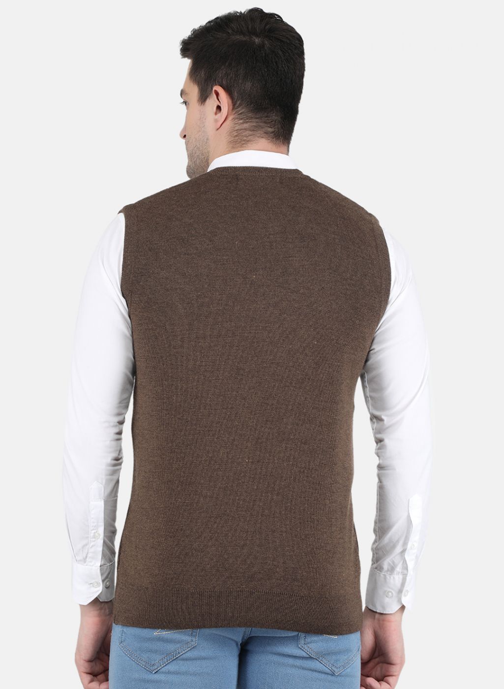 Men Brown Solid Sweater