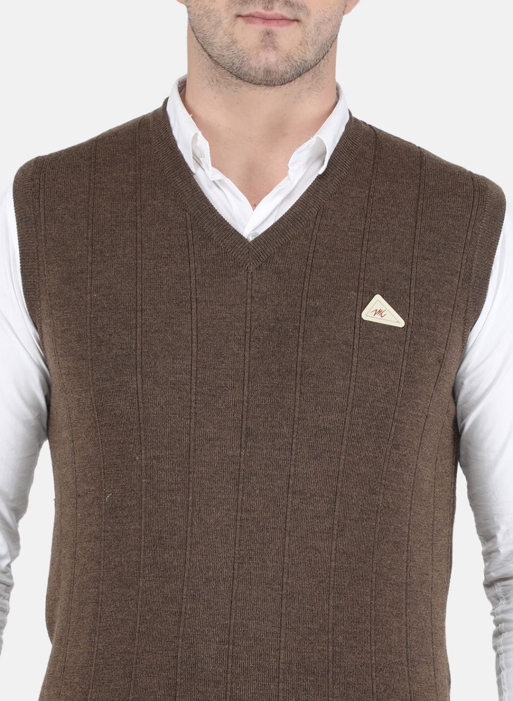 Men Brown Solid Sweater