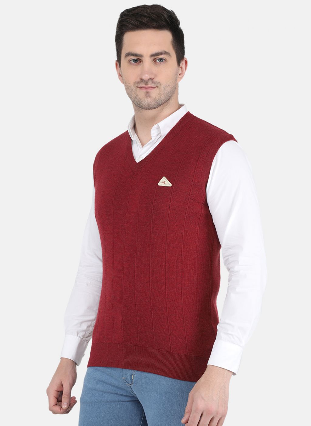 Men Maroon Solid Sweater