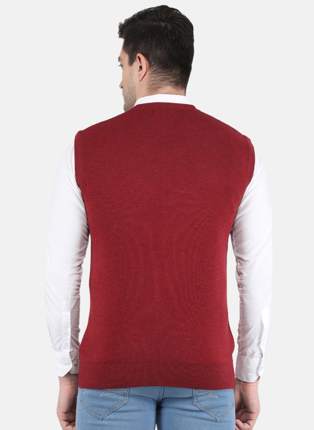 Men Maroon Solid Sweater