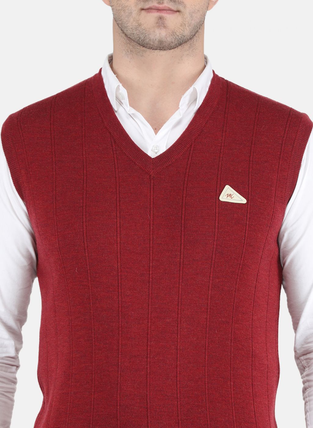 Men Maroon Solid Sweater