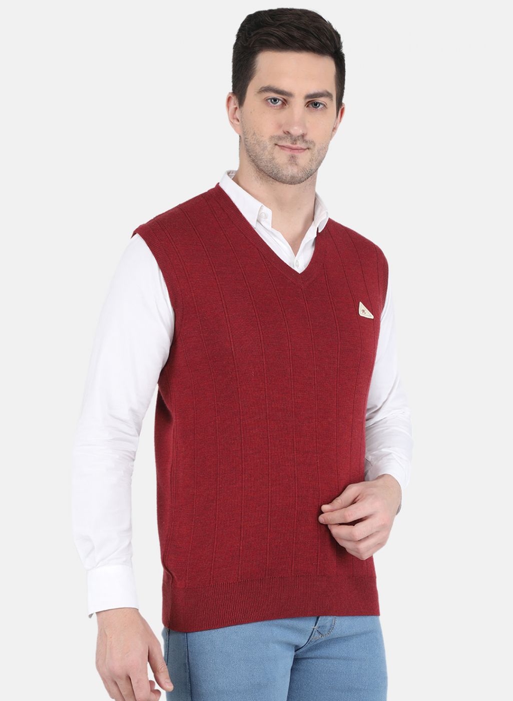 Men Maroon Solid Sweater