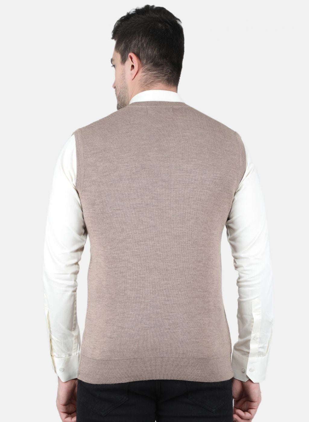 Men Beige Solid Sweater