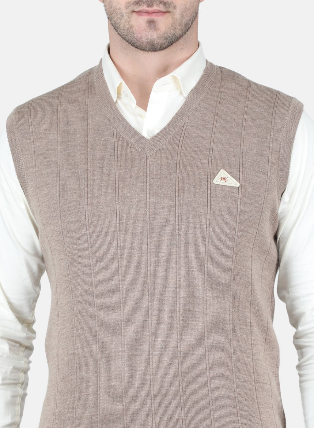 Men Beige Solid Sweater