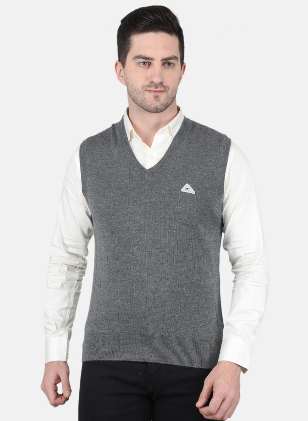 Men Grey Solid Sweater