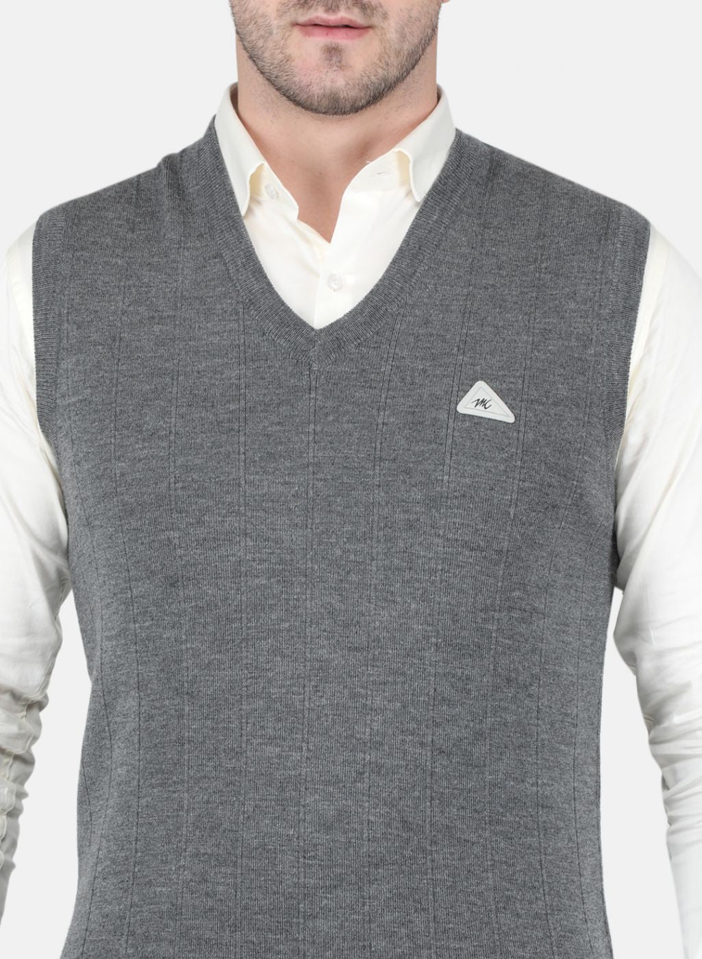 Men Grey Solid Sweater