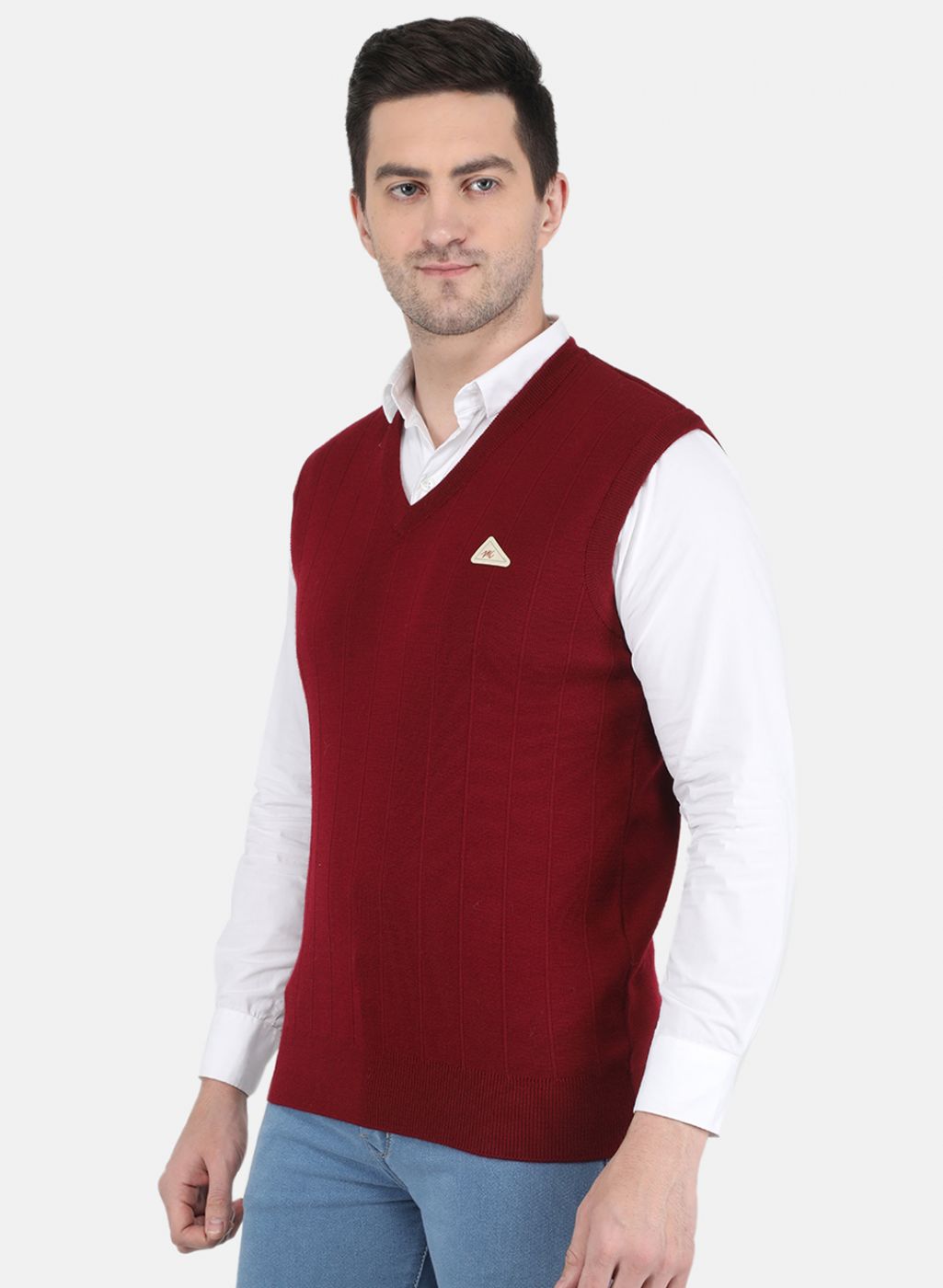 Men Maroon Solid Sweater