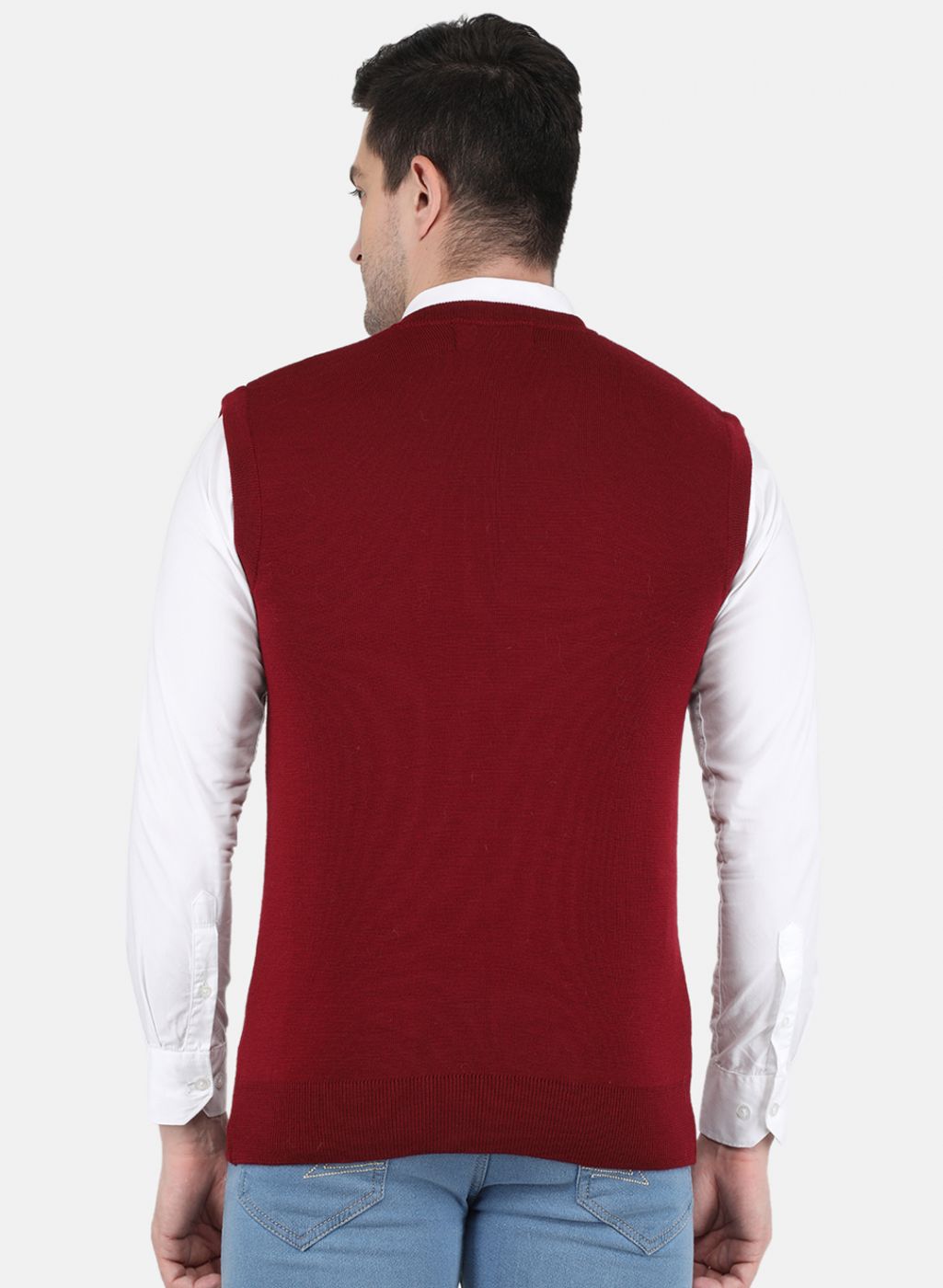 Men Maroon Solid Sweater