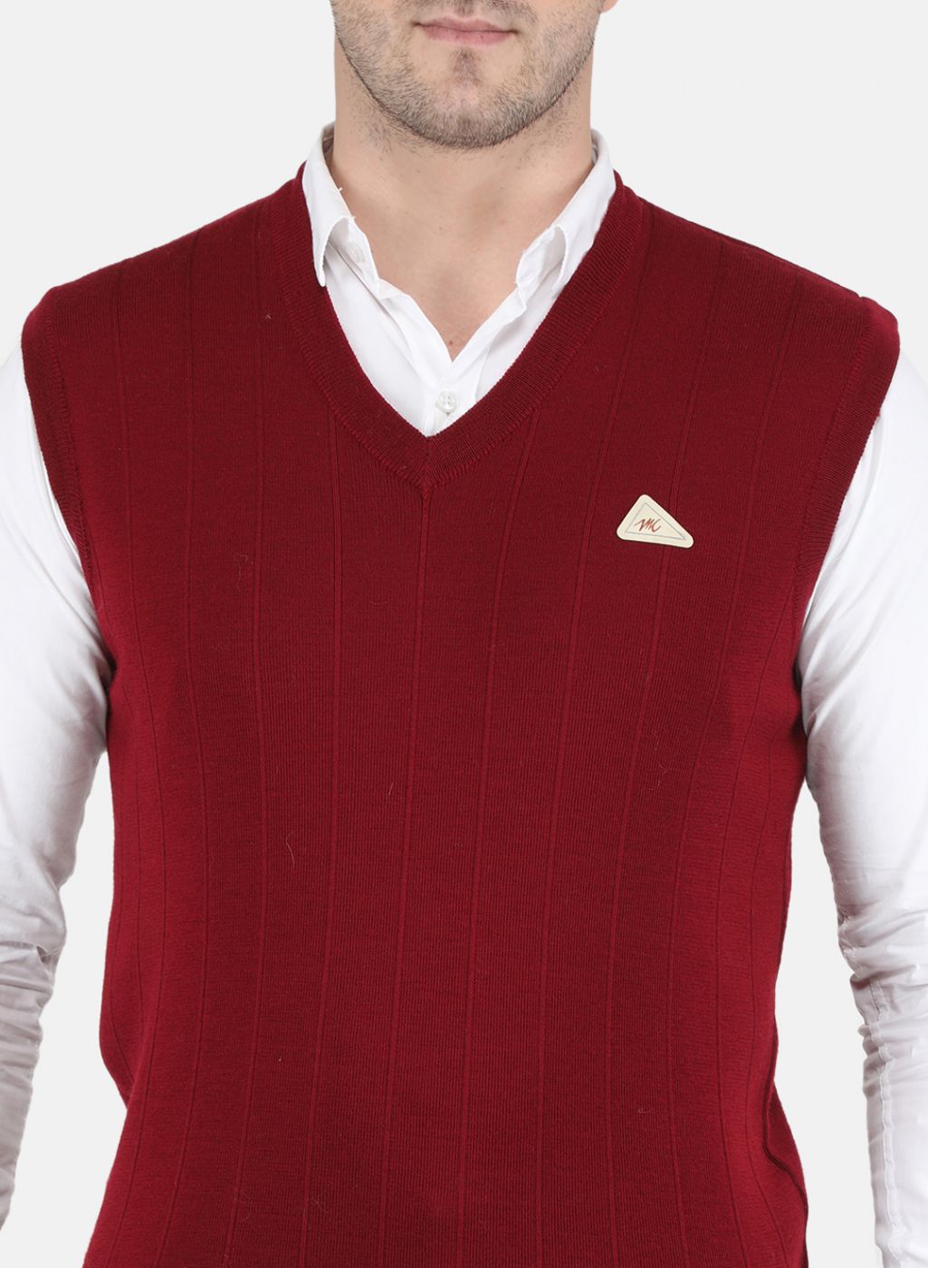 Men Maroon Solid Sweater