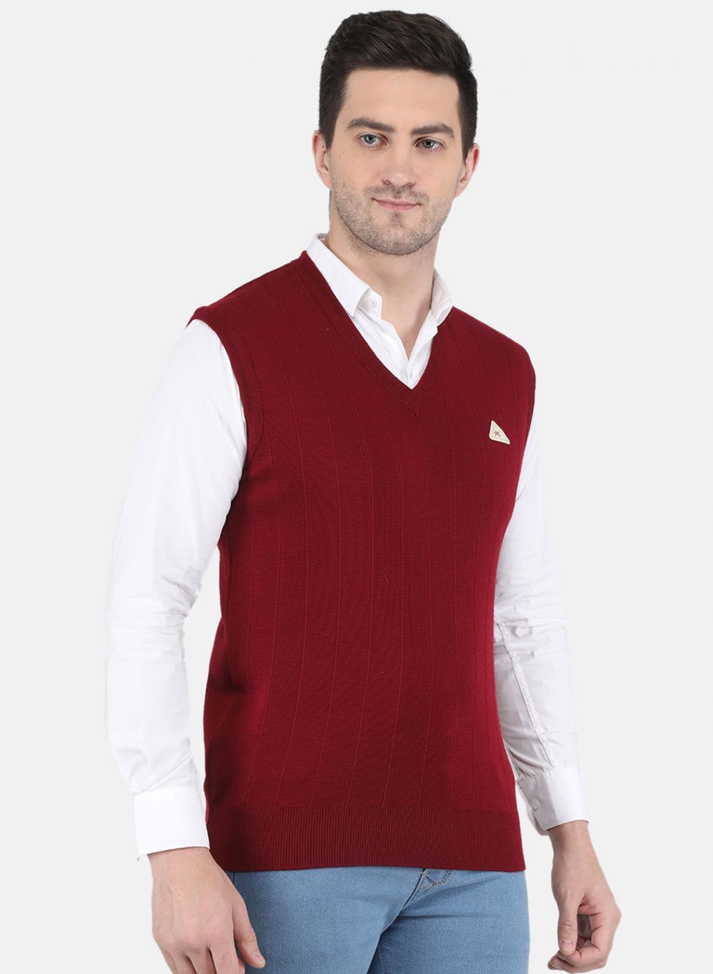 Men Maroon Solid Sweater