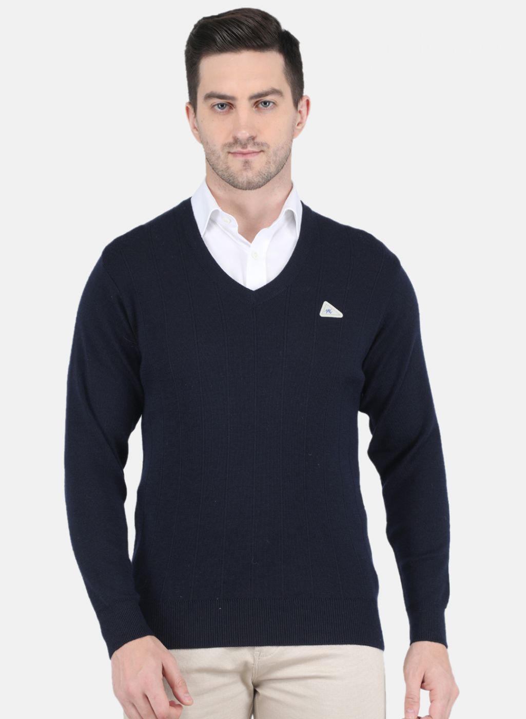 Men NAvy Blue Solid Pullover