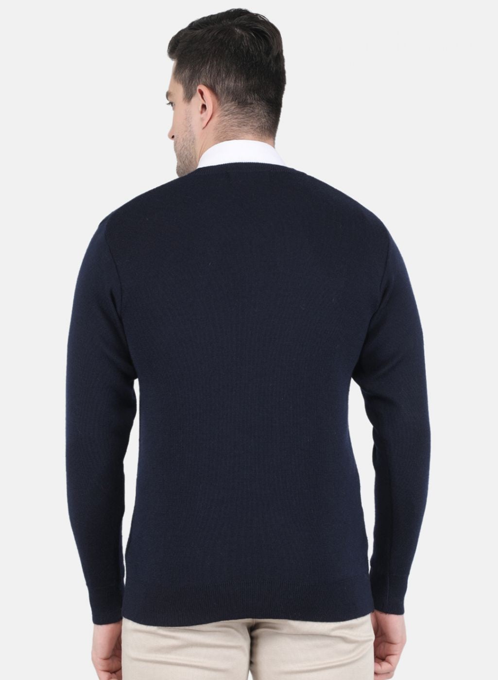 Men NAvy Blue Solid Pullover