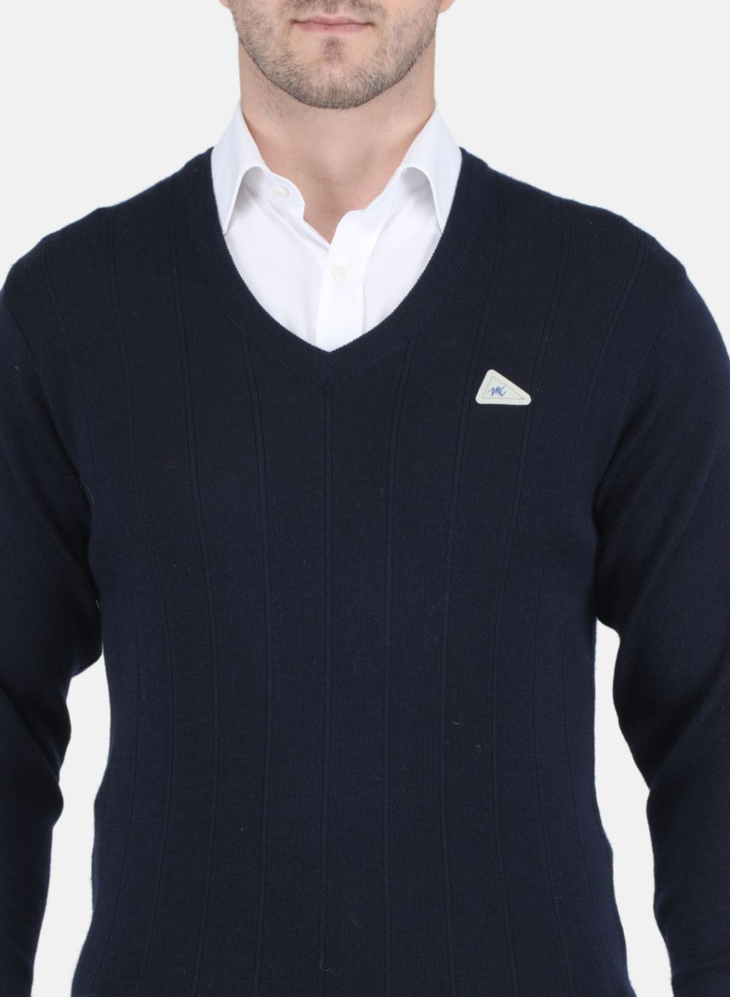 Men NAvy Blue Solid Pullover