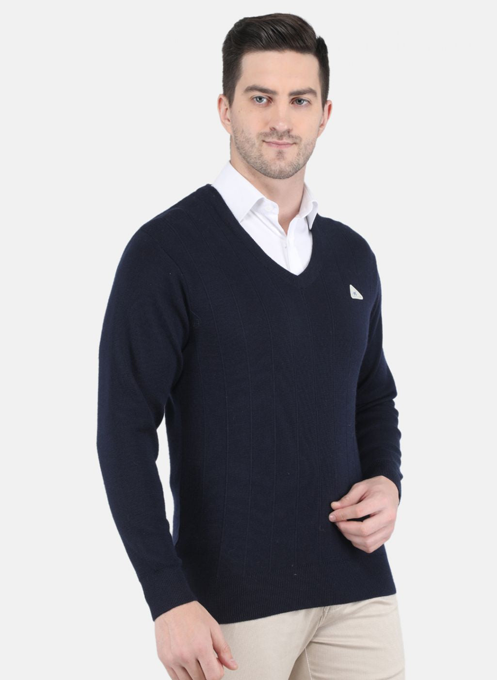 Men NAvy Blue Solid Pullover