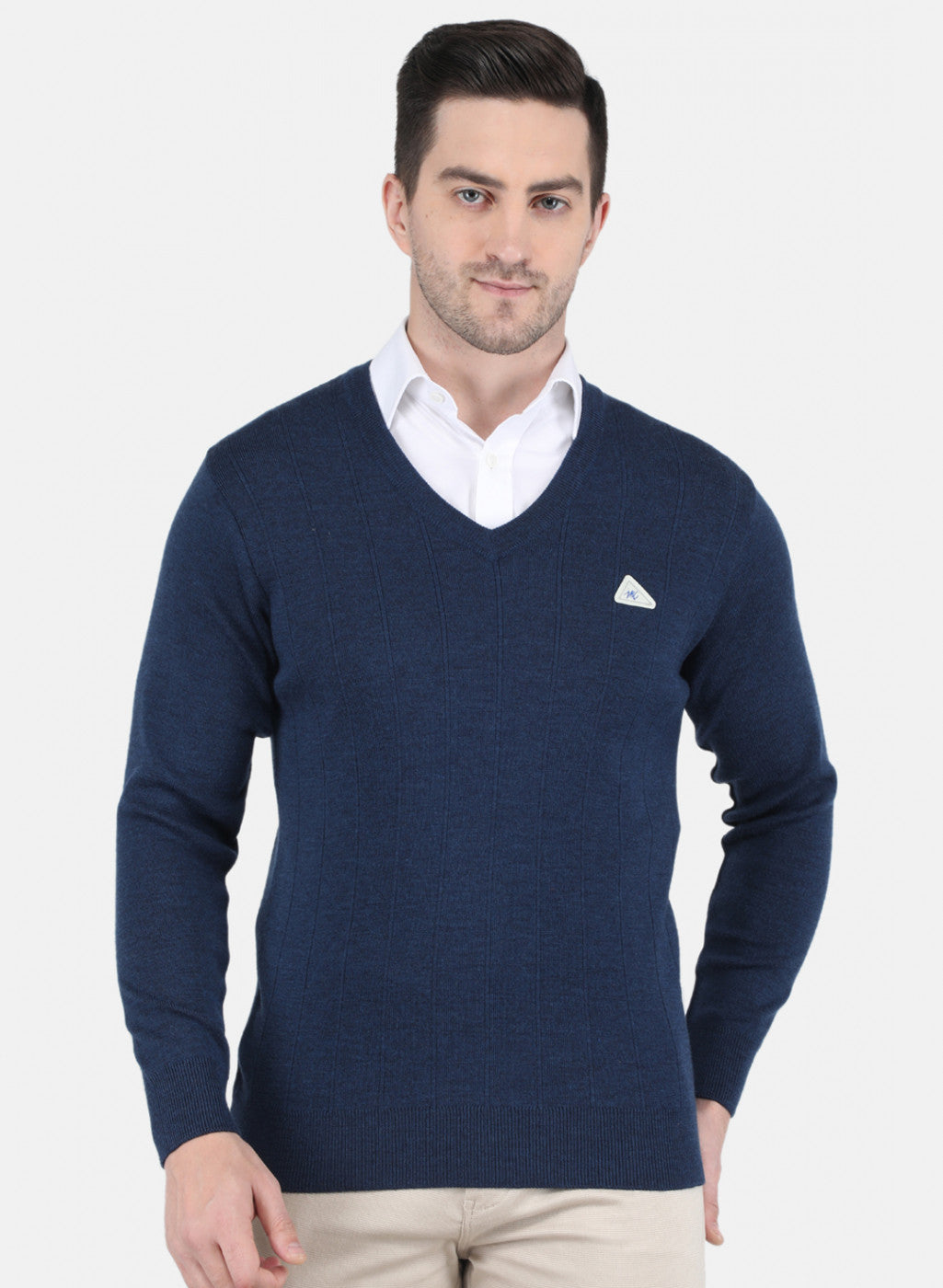 Men NAvy Blue Solid Pullover