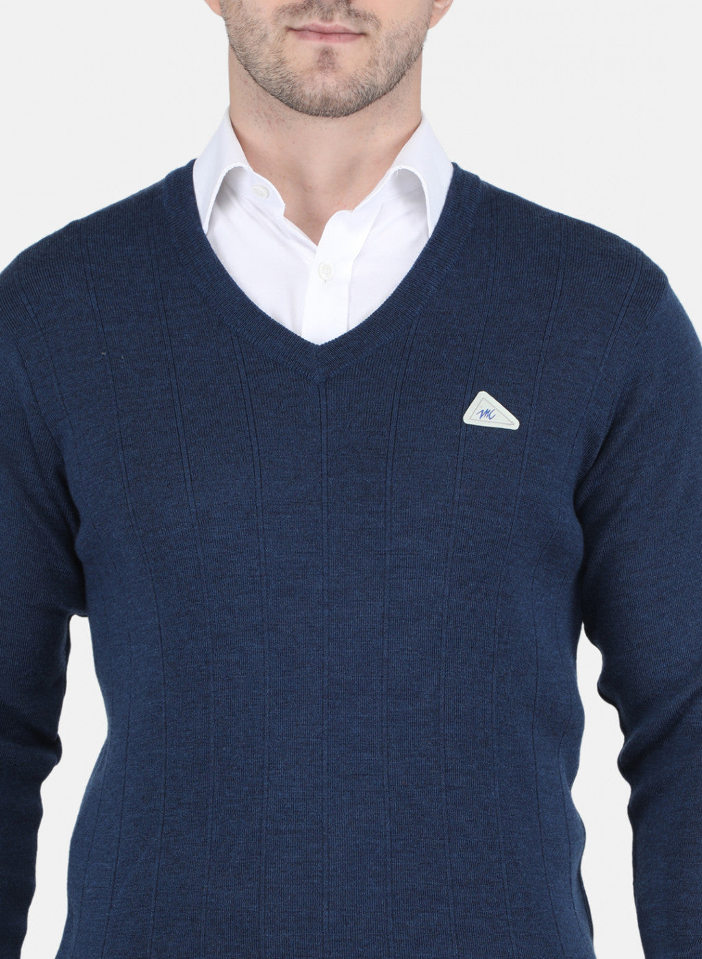 Men NAvy Blue Solid Pullover