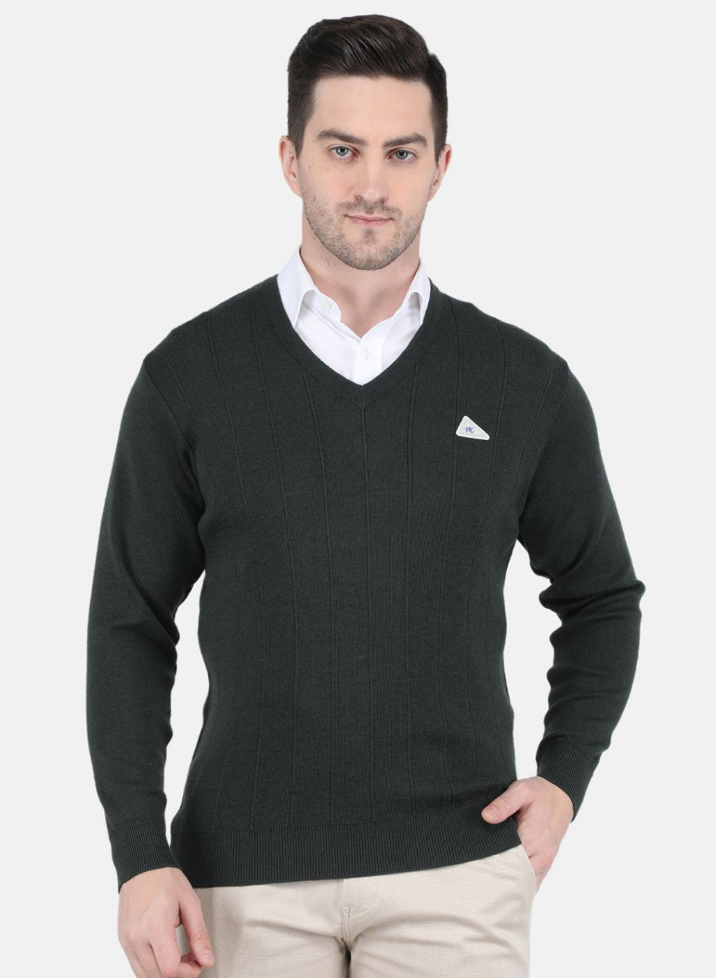 Men Green Solid Pullover