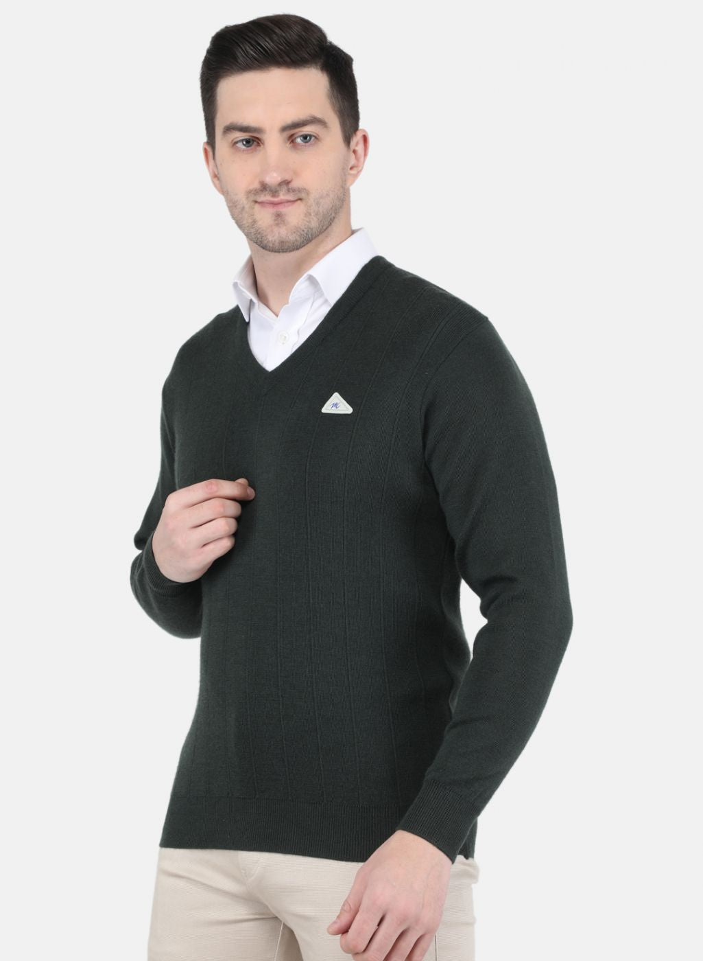 Men Green Solid Pullover