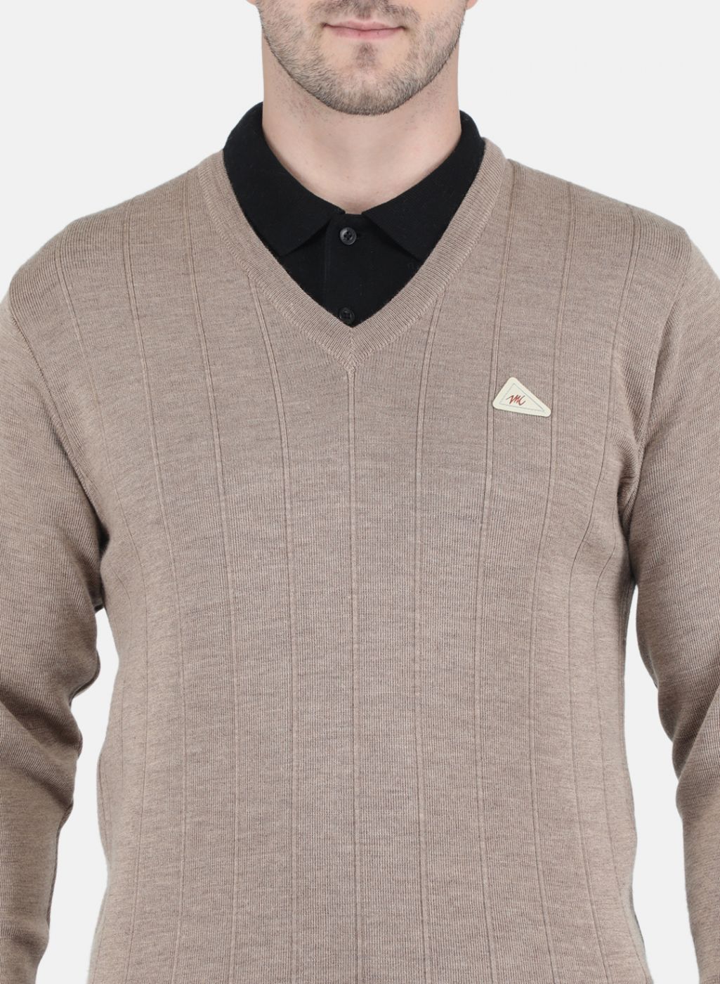 Men Beige Solid Pullover