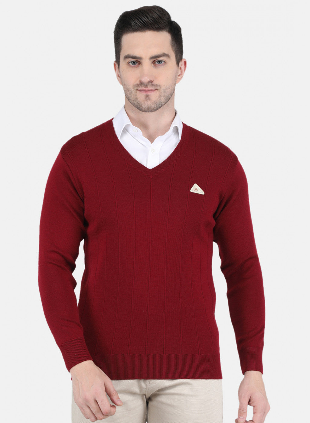 Men Maroon Solid Pullover