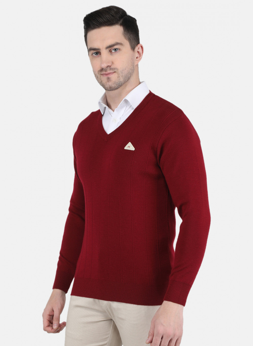 Men Maroon Solid Pullover