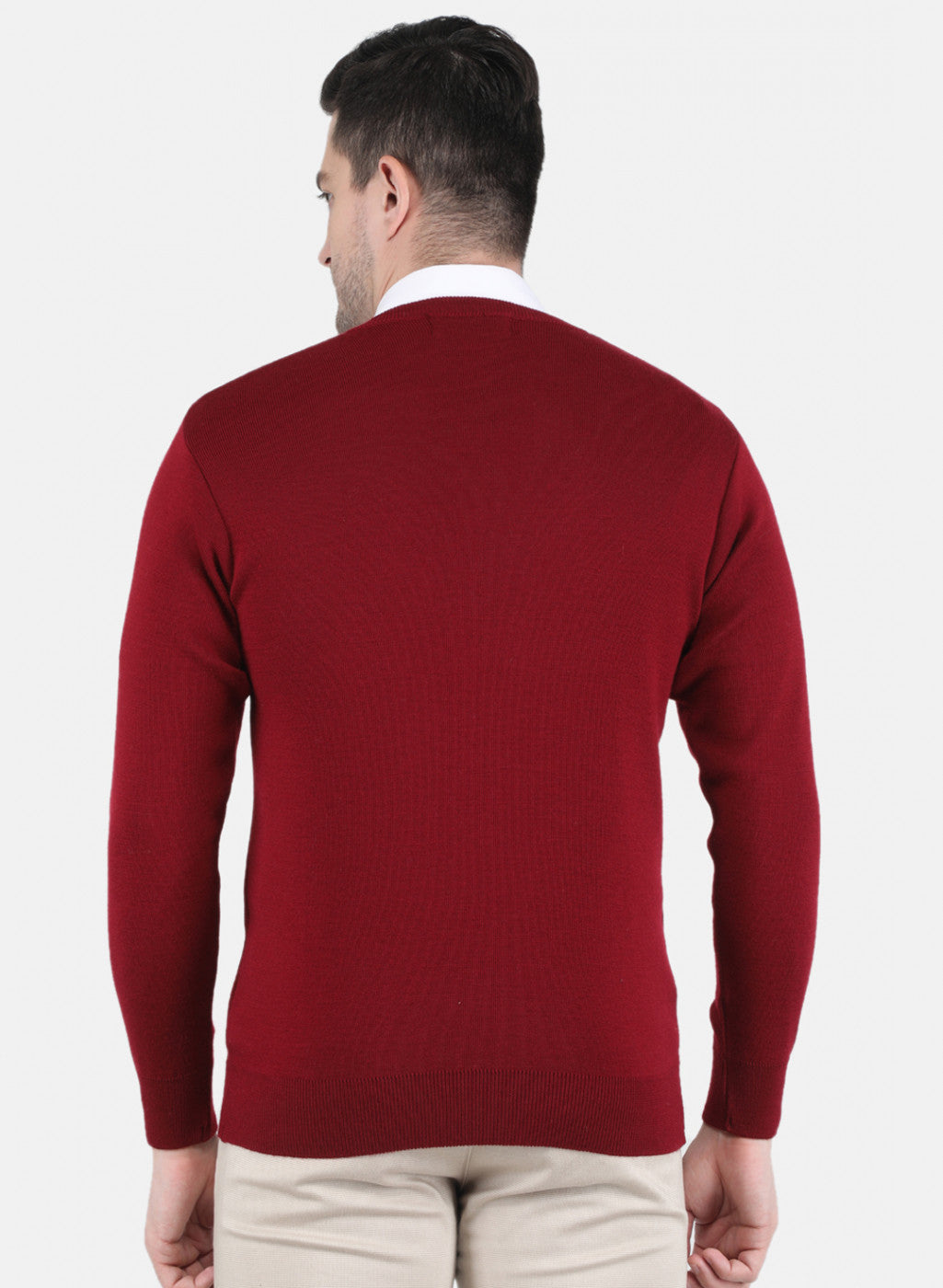 Men Maroon Solid Pullover