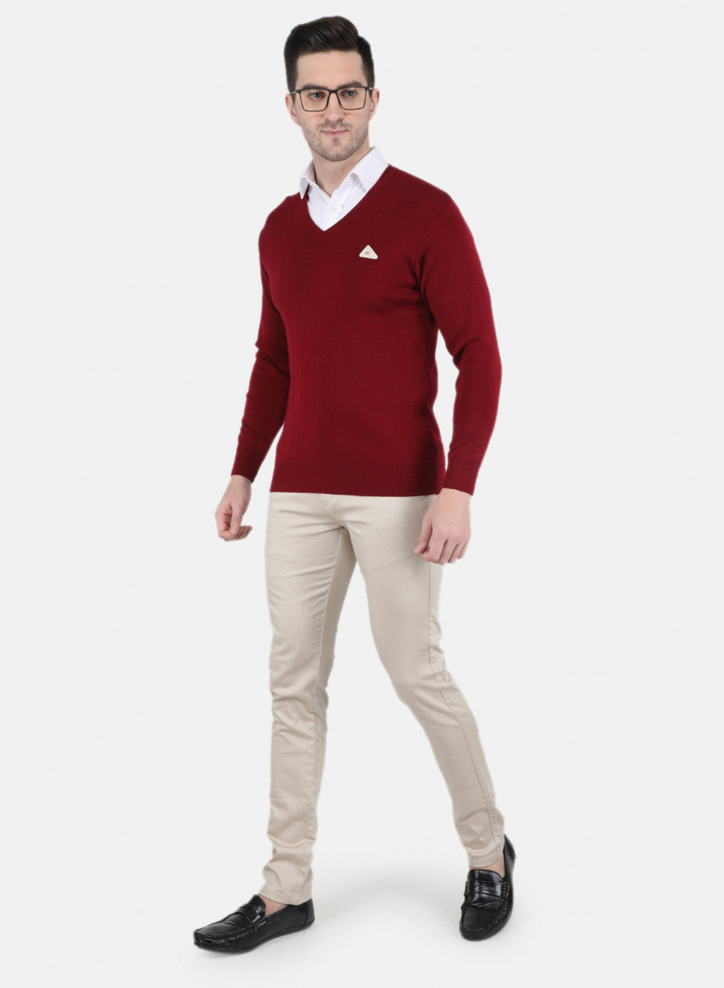 Men Maroon Solid Pullover