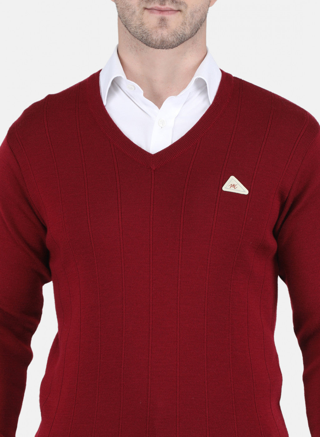 Men Maroon Solid Pullover