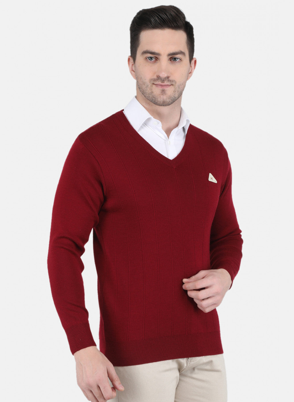 Men Maroon Solid Pullover