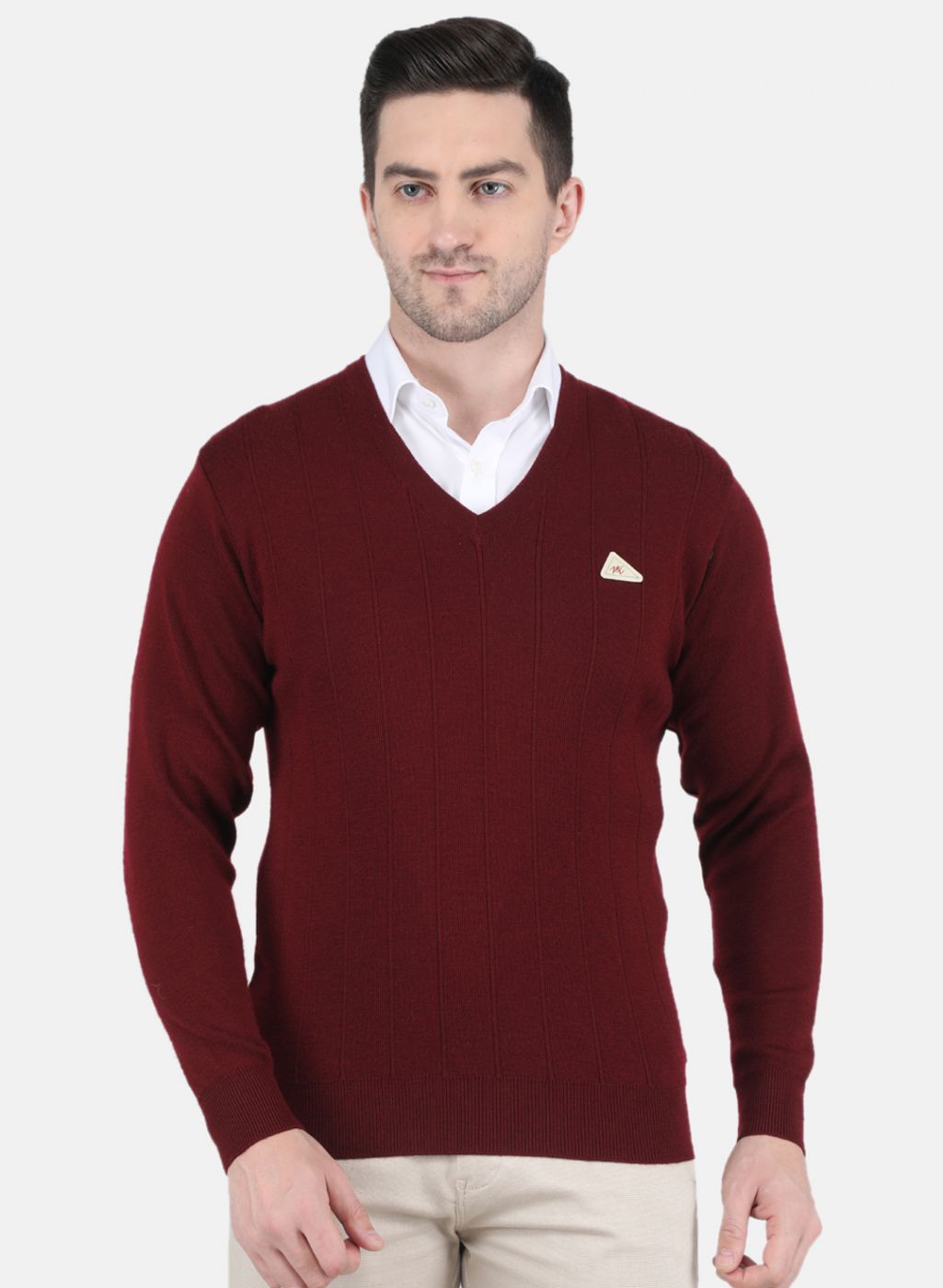 Men Maroon Solid Pullover