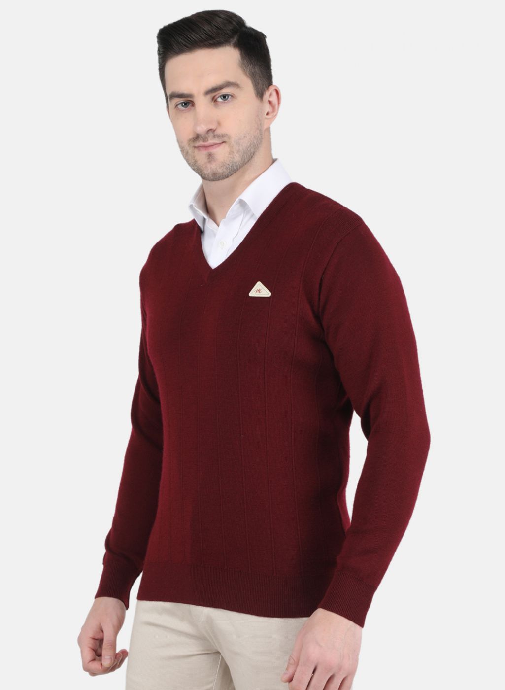 Men Maroon Solid Pullover