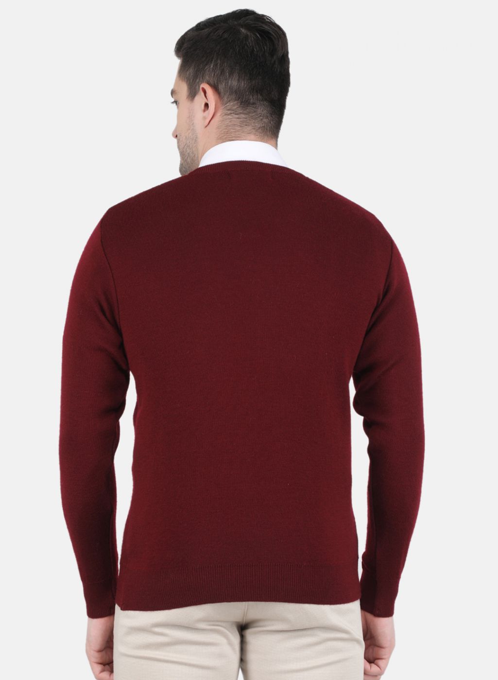 Men Maroon Solid Pullover