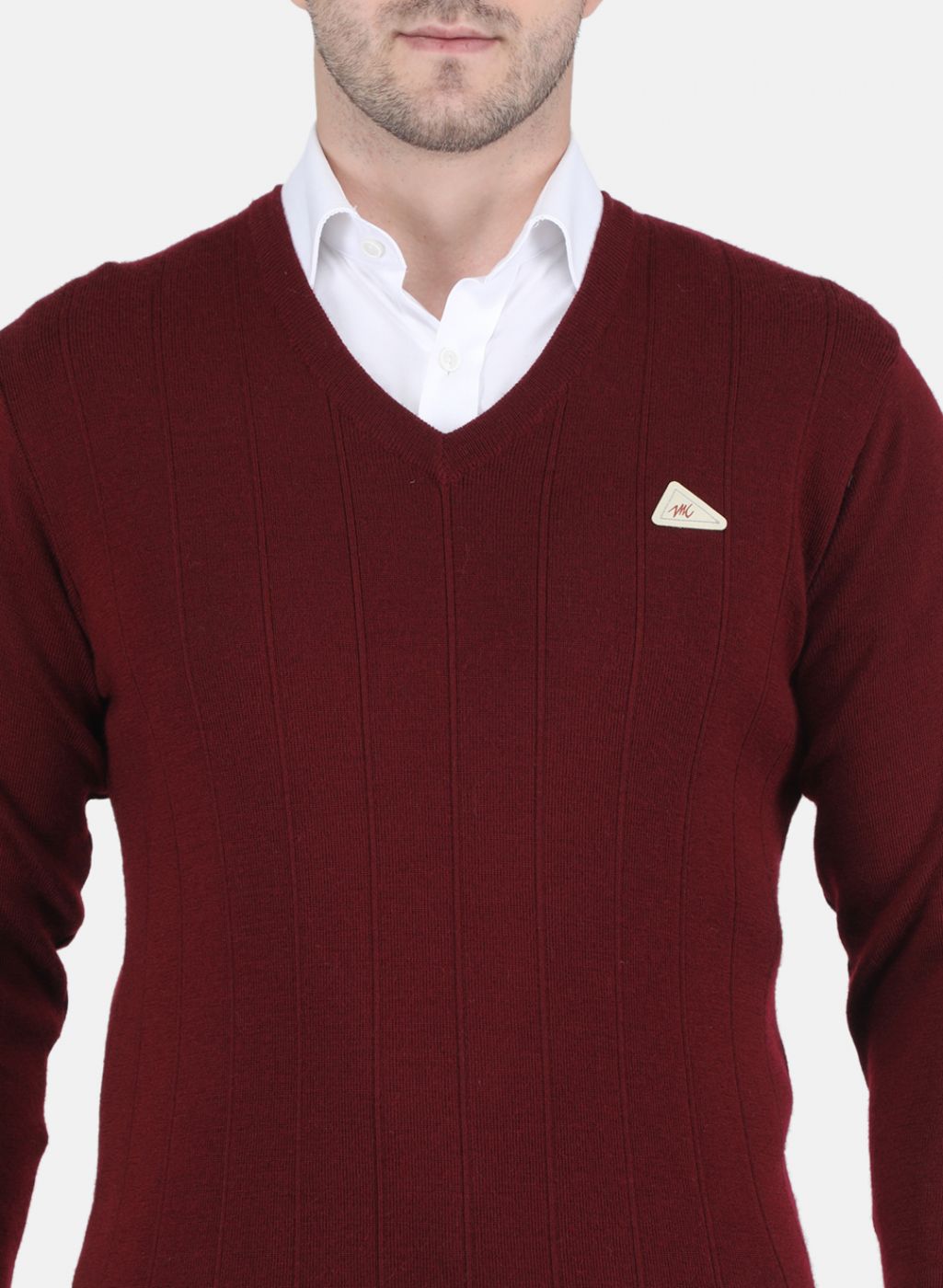 Men Maroon Solid Pullover