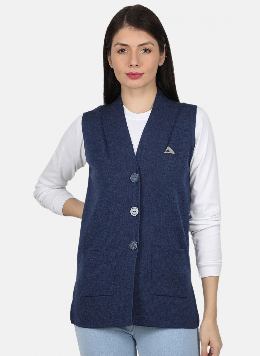 Women Blue Solid Cardigan