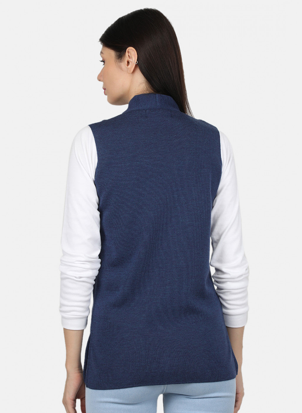 Women Blue Solid Cardigan