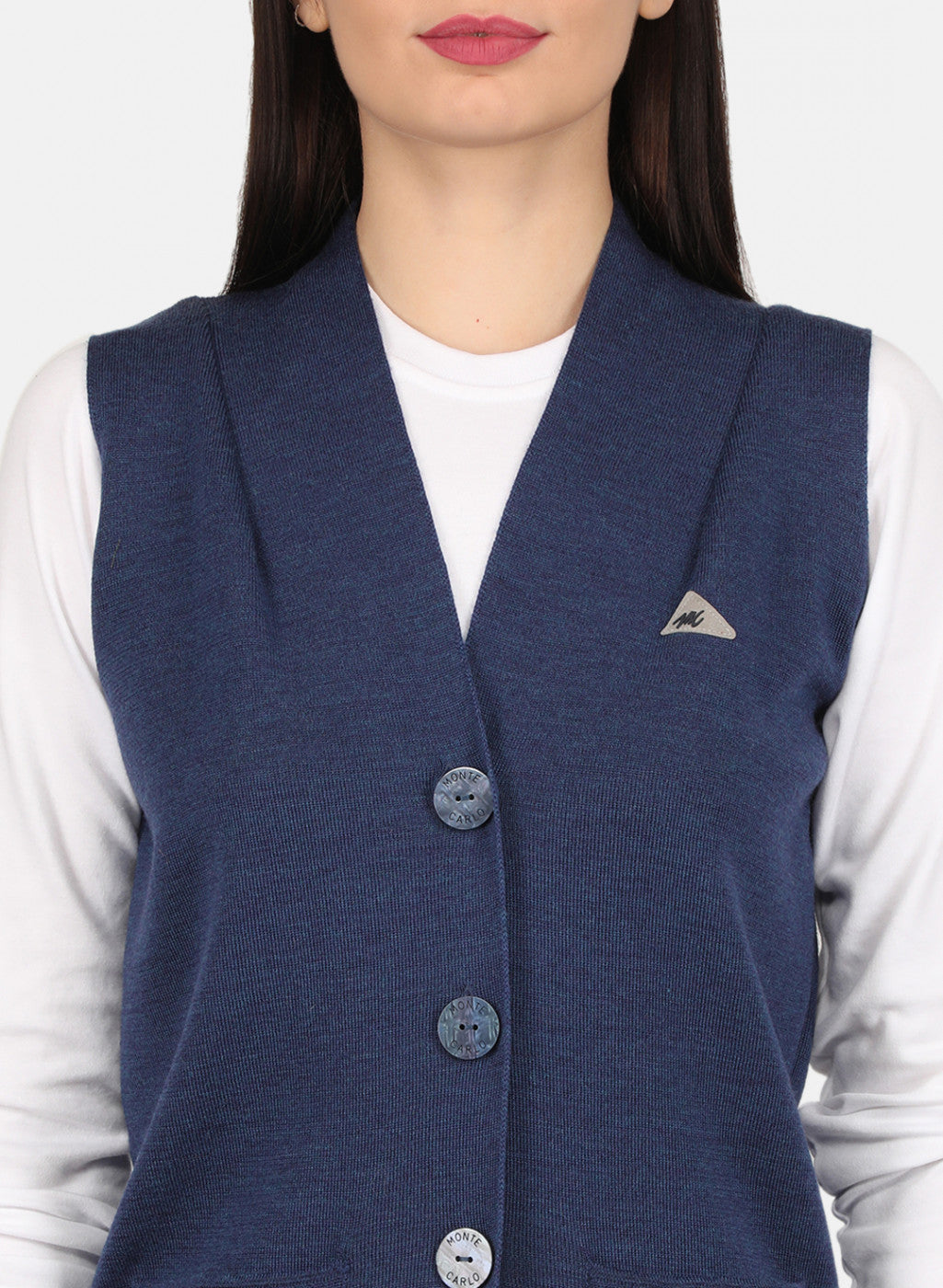 Women Blue Solid Cardigan