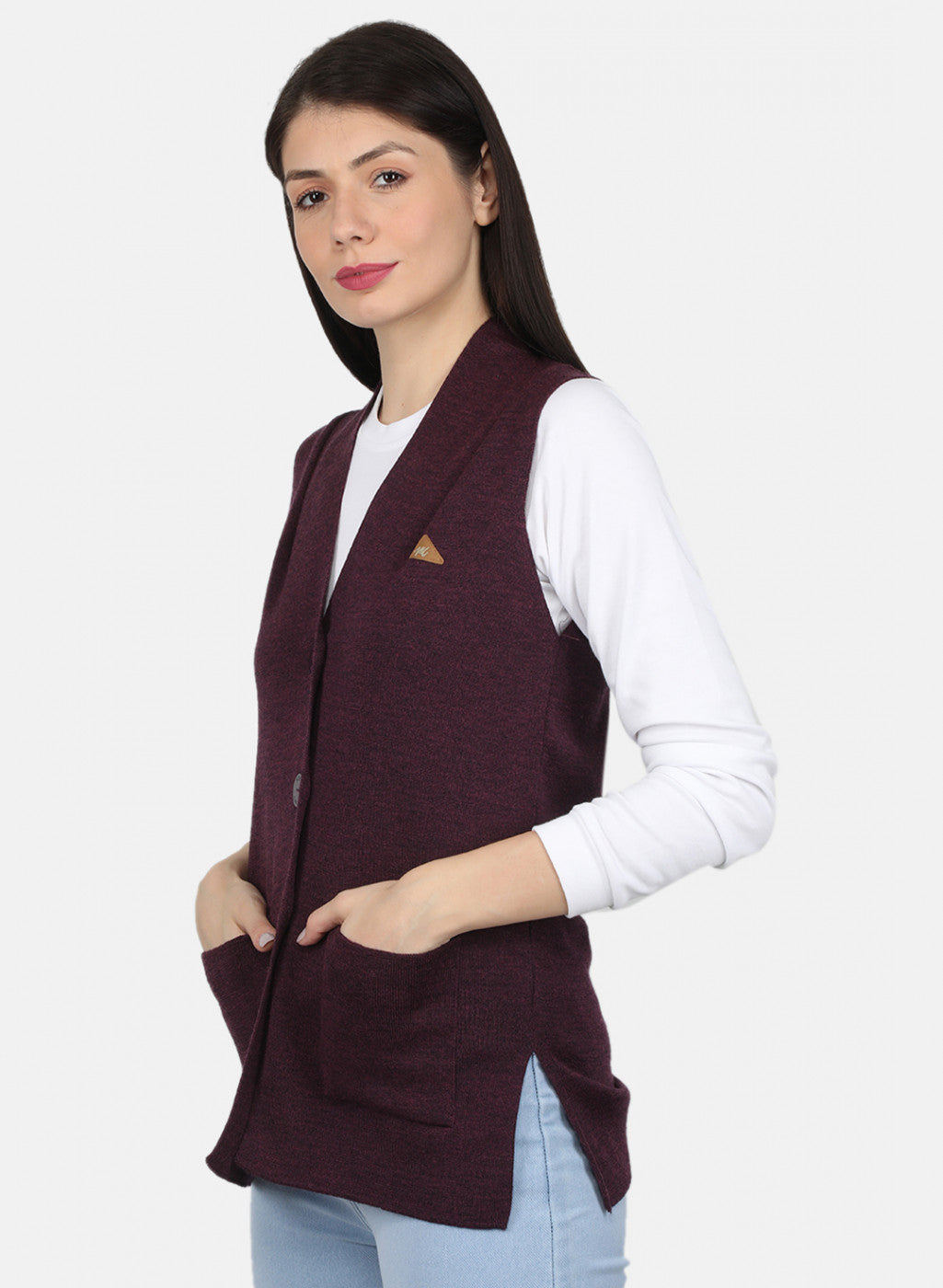 Women Purple Solid Cardigan