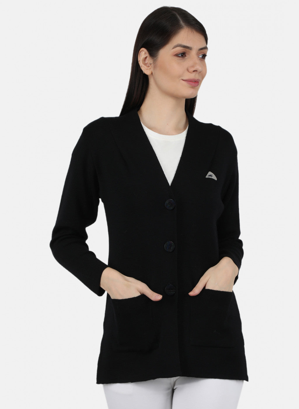 Women Black Solid Cardigan